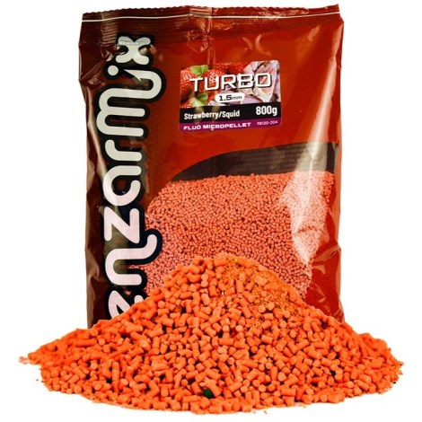 BENZAR MIX - Pelety Fluo Turbo Pellet Jahoda Oliheň 1,5 mm 800 g