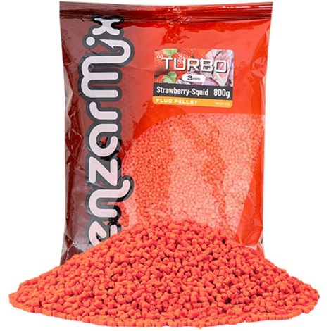 BENZAR MIX - Pelety Fluo Turbo Pellet Jahoda Oliheň 3 mm 800 g