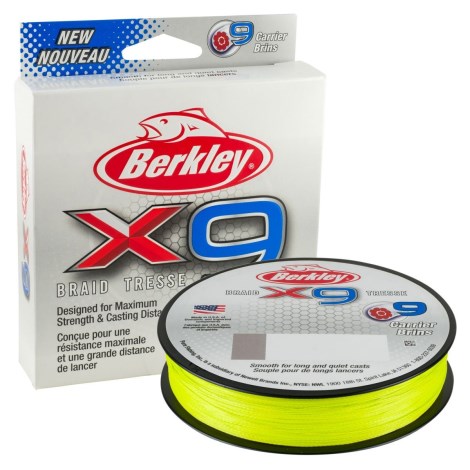 BERKLEY - Pletená šňůra X9 Braid Fluo Green 0,12 mm 12,1 kg 150 m