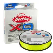 BERKLEY - Pletená šňůra X9 Braid Fluo Green 0,12 mm 12,1 kg 150 m