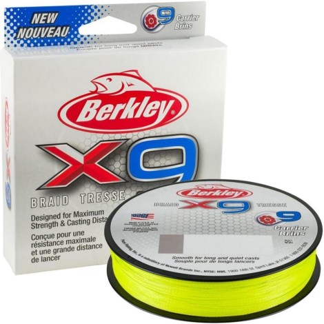 BERKLEY - Pletená šňůra X9 Braid Fluo Green 0,43 mm 59,7 kg 150 m