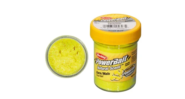 BERKLEY - Pstruhové těsto PowerBait Trout Bait Natural Glitter 50 g Corn