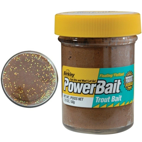 BERKLEY - Pstruhové těsto PowerBait Trout Bait Natural Glitter 50 g Fish Pellet