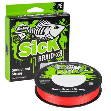 BERKLEY - Splétaná šňůra SicK Braid Červená 0,10 mm 7,5 kg 150 m