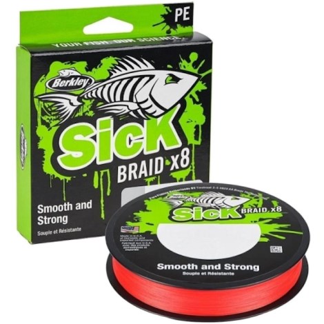 BERKLEY - Splétaná šňůra SicK Braid Červená 0,12 mm 11,2 kg 150 m