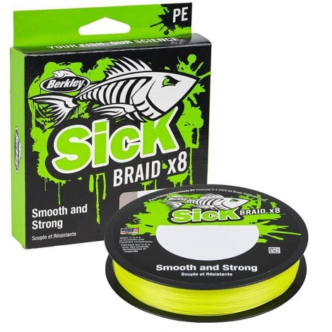 BERKLEY - Splétaná šňůra SicK Braid Hi-Vis Žlutá 0,14 mm 16,5 kg 150 m