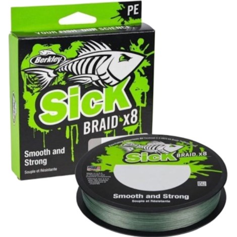 BERKLEY - Splétaná šňůra SicK Braid Zelená 0,12 mm 11,2 kg 150 m