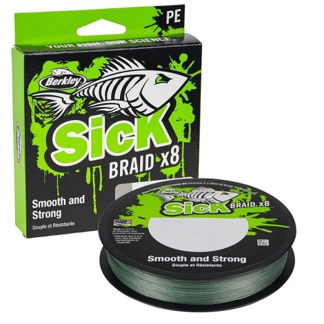 BERKLEY - Splétaná šňůra SicK Braid Zelená 0,19 mm 18 kg 150 m