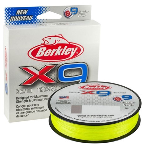 BERKLEY - Splétaná šňůra X9 Fluo Green 0,17 mm 17 kg 150 m