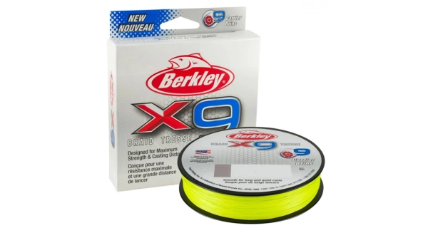 BERKLEY - Splétaná šňůra X9 Fluo Green 0,25 mm 27 kg 150 m