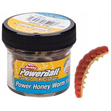 BERKLEY - Vosí larva PowerBait Honey Worm 2,5 cm 55 ks Červená žlutá