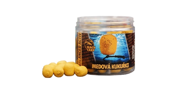 BLACK CARP - Boilies Balanced Activ 14 mm 90 g Medová kukuřice
