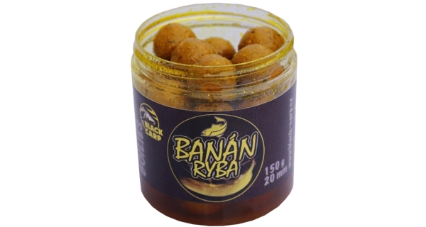 BLACK CARP - Dipované boilies 20 mm 150 g Banán Ryba