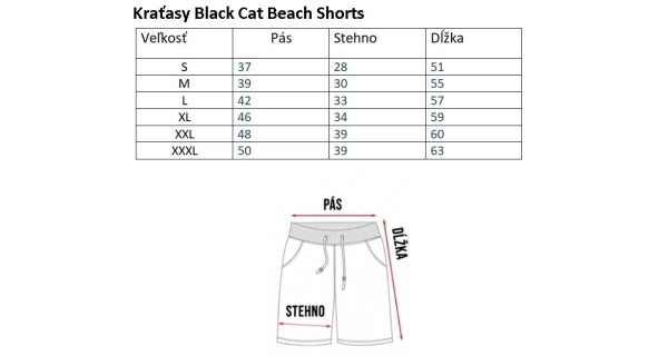 BLACK CAT - Kraťasy Beach Shorts Grey Black vel. S
