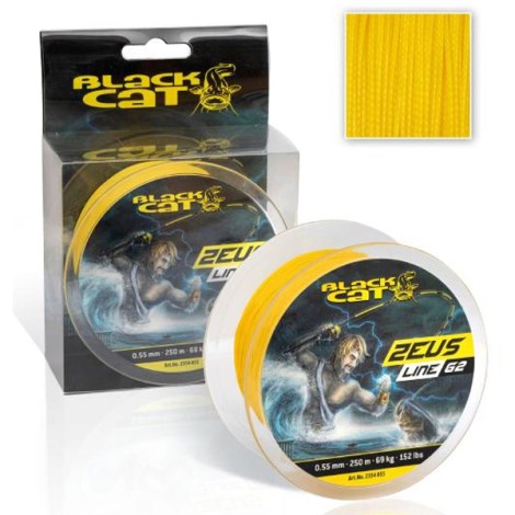 BLACK CAT - Pletená šňůra Zeus Line G2 Žlutá 0,38 mm 37 kg 250 m