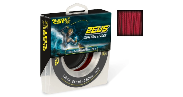 BLACK CAT - Pletená sumcová šňůra Zeus Line 0,80 mm 110 kg 50 m červená