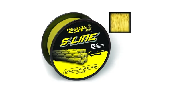 BLACK CAT - Splétaná šňůra S-Line Žlutá 0,38 mm 40 kg 3000 m