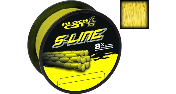 BLACK CAT - Splétaná šňůra S-Line Žlutá 0,55 mm 70 kg 450 m