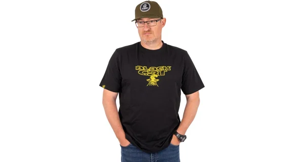 BLACK CAT - Tričko Distressed Logo Black Tee vel. 3XL