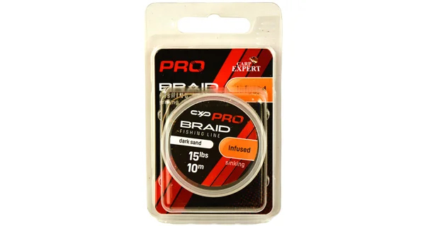 CARP EXPERT - Pletená návazcová šňůra Pro Infused 25 lb 10 m Dark Sand