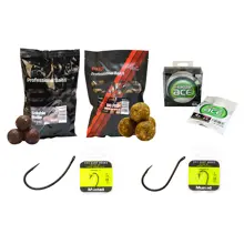 CARP EXPERT - Sada boilies s háčky Curve Shank + Chodda + Vlasec