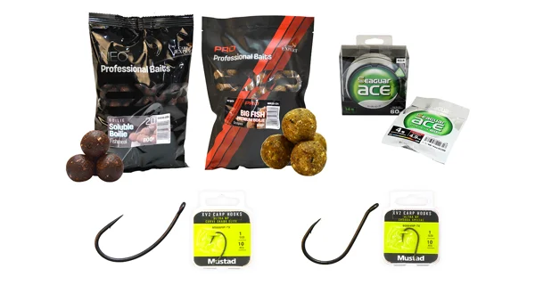CARP EXPERT - Sada boilies s háčky Curve Shank + Chodda + Vlasec