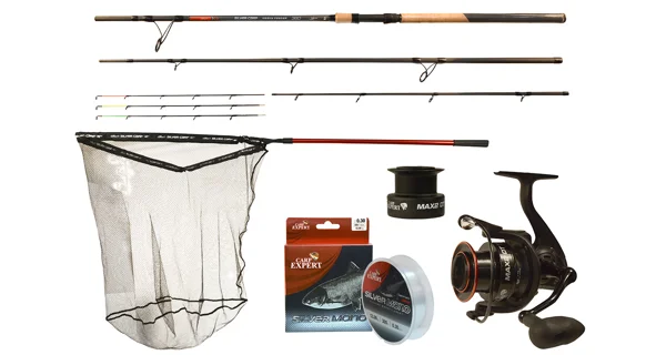 CARP EXPERT - Set Prut Silver Carp Heavy Feeder 3,9 m 100-200 g + Naviják Max2 DT 6000 + Podběrák Silver Carp