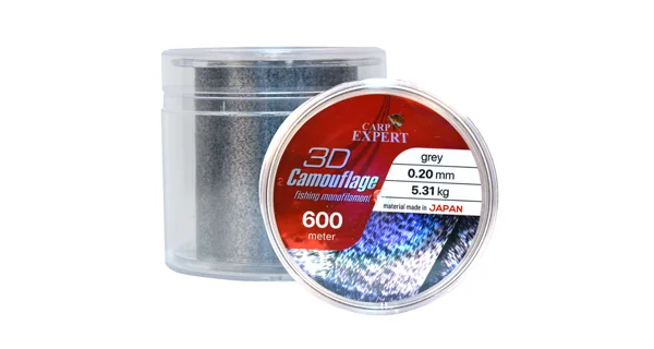 CARP EXPERT - Vlasec Monofil Neo 3D Camouflage Šedá + Černá 0,35 mm 15,11 kg 600 m