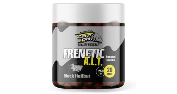 CARP-ONLY - Dipovaný boilies Frenetic A.L.T. Black Halibut 20 mm 250 ml