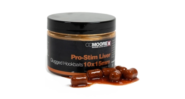 CC MOORE - Dumbels v dipu Pro-Stim Liver Glugged Hookbaits 15x18 mm 35 ks