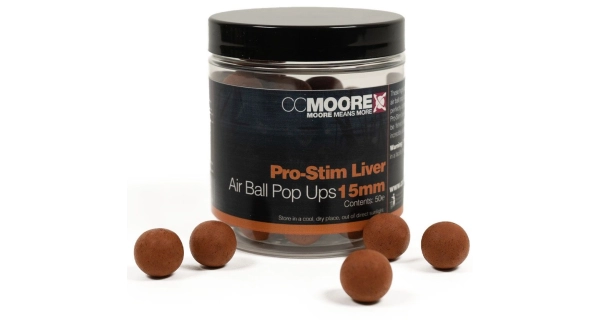 CC MOORE - Plovoucí boilie Air Ball Pop Ups Pro-Stim Liver 15 mm 50 ks