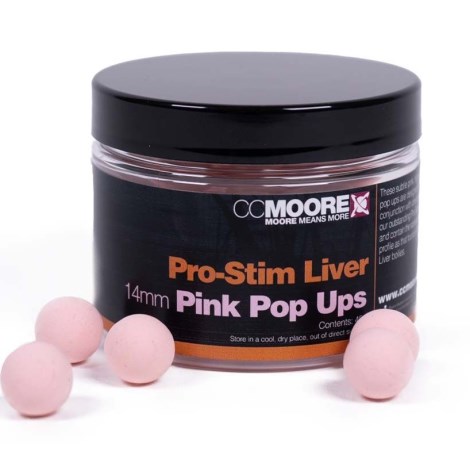 CC MOORE - Plovoucí boilie Pro-Stim Liver Pink Pop Ups 14 mm 45 ks