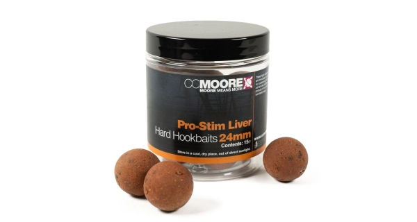 CC MOORE - Tvrzené boilie Pro-Stim Liver Hard Hookbaits 24 mm 15 ks