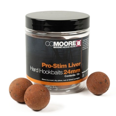 CC MOORE - Tvrzené boilie Pro-Stim Liver Hard Hookbaits 24 mm 15 ks