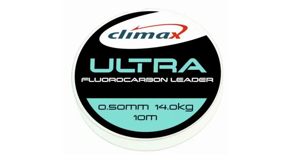 CLIMAX - Fluorocarbonový návazec Ultra Fluorocarbon Leader 10 m 0,50 mm 14 kg + 20 ks krimpovacích trubiček