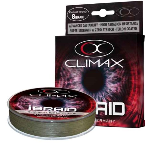 CLIMAX - Pletená šňůra iBraid Zelená Oliva 135 m 0,10 mm 6,8 kg