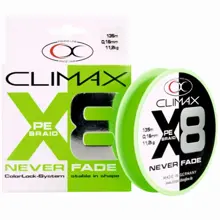 CLIMAX - Pletená šňůra Never Fade 8x Pe-Braid Green 0,14 mm 11,2 kg 135 m