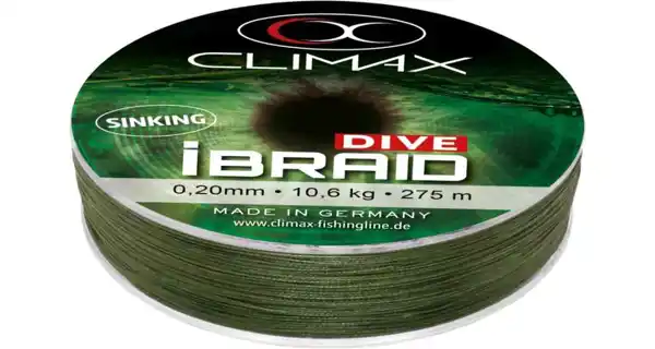 CLIMAX - Potápivá šňůra iBraid DIVE 0,15 mm 7,5 kg 135 m Olivová