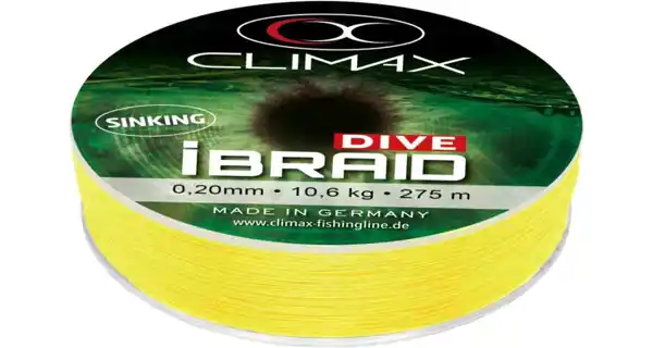 CLIMAX - Potápivá šňůra iBraid DIVE 0,18 mm 9,5 kg 135 m Žlutá