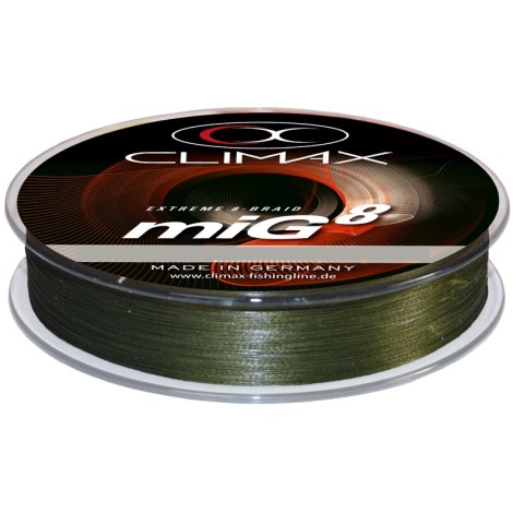 CLIMAX - Šňůra MiG 8 Braid Olive SB 0,08 mm 6,5 kg 135 m