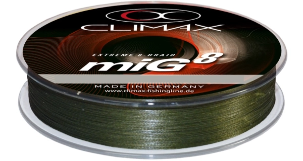 CLIMAX - Šňůra MiG 8 Braid Olive SB 0,12 mm 9,5 kg 135 m