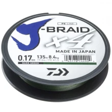 DAIWA - Pletená šňůra J-Braid 4 Tmavě zelená 0,17 mm 8,4 kg 135 m