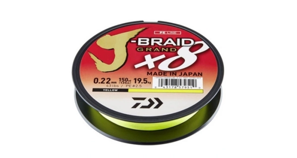 DAIWA - Pletená šňůra J-Braid Grand X8E Chartreuse 0,18 mm 12,5 kg 135 m
