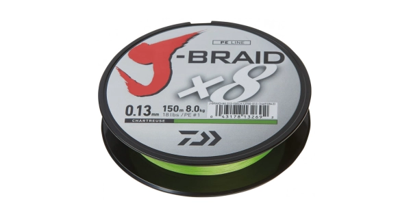 DAIWA - Pletená šňůra J-Braid X8 Chartreuse 0,22 mm 150 m