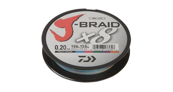 DAIWA - Pletená šňůra J-Braid X8 Multicolor 0,20 mm 13 kg 150 m