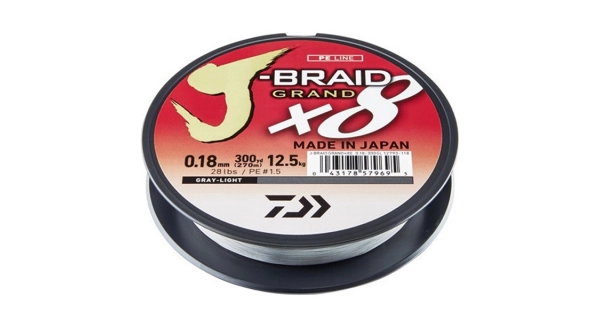 DAIWA - Pletená šňůra J-Braid X8 Světle šedá 0,24 mm 22 kg 135 m