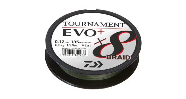 DAIWA - Pletená šňůra Tournament X8 Braid Evo+ D. Green 0,12 mm 8,6 kg 135 m
