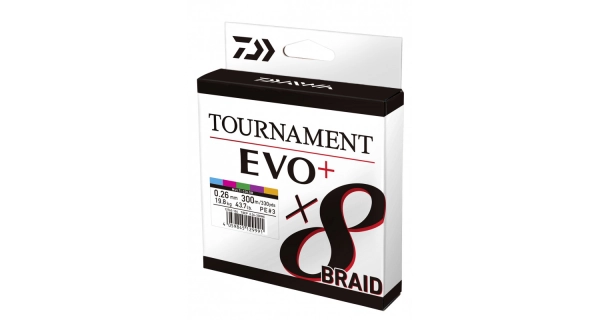 DAIWA - Pletená šňůra Tournament X8 Braid Evo+ Multi-Color 0,20 mm 18 kg 300 m
