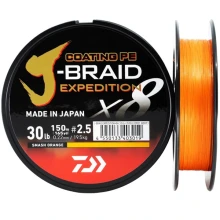 DAIWA - Splétaná šňůra J-Braid X8 Expedition Smash Orange 0,16 mm 9,8 kg 150 m