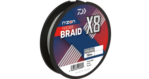 DAIWA - Splétaná šňůra N'Zon X8 Braid Steel Gray 0,12 mm 8,5 kg 150 m